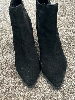 Marc Fisher Black Suede Pointed Ankle Booties